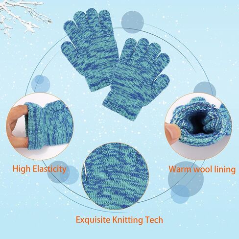 Winter Beanie Hat Scarf Gloves Set for Kids, Winter Warm Set Knitting Cap Neck Warmer Gloves for Girls Boys 2-10 Year in Saudi Arabia