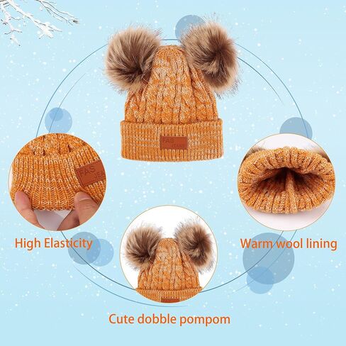Winter Beanie Hat Scarf Gloves Set for Kids, Winter Warm Set Knitting Cap Neck Warmer Gloves for Girls Boys 2-10 Year in Saudi Arabia