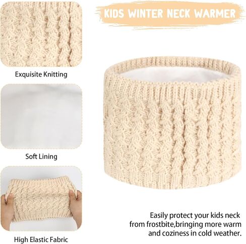 Kids Winter Beanie Hat Scarf Touchscreen Gloves Set, Fleece Lining Boys Girls Winter Hat Neck Warmer Gloves for 1-6 Years in Saudi Arabia