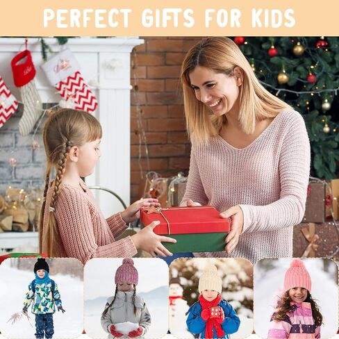 Kids Winter Beanie Hat Scarf Touchscreen Gloves Set, Fleece Lining Boys Girls Winter Hat Neck Warmer Gloves for 1-6 Years in Saudi Arabia