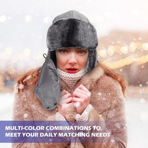 4 Pcs Trapper Hat Windproof Winter Hats for Men Women Unisex Warm Fur Hat with Mask Chin Strap Ear Flap Russian Style Ushanka Hat for Cold Weather Hunting Ski, 4 Colors in Saudi Arabia