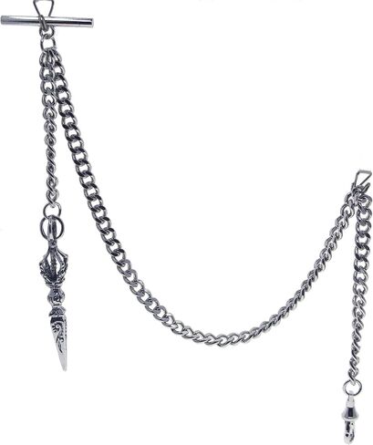 ووتش في شوب سلسلة ساعة جيب فضية اللون من البرت بتصميم فوربا القديم الكبير بمشبك دوار على شكل حرف T AC222، لون فضي، كلاسيكي in Kuwait