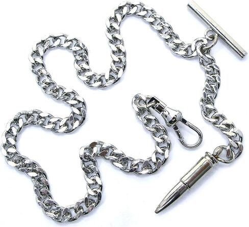 ووتش في شوب سلسلة ساعة جيب فضية مصقولة بدقة من البرت بتصميم رصاصة ومشبك دوار على شكل حرف T AC152A in Kuwait