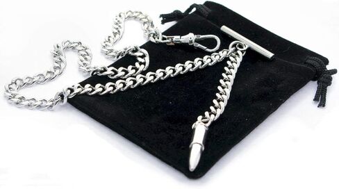 ووتش في شوب سلسلة ساعة جيب فضية مصقولة بدقة من البرت بتصميم رصاصة ومشبك دوار على شكل حرف T AC152A in Kuwait