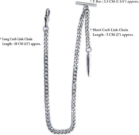 ووتش في شوب سلسلة ساعة جيب فضية مصقولة بدقة من البرت بتصميم رصاصة ومشبك دوار على شكل حرف T AC152A in Kuwait