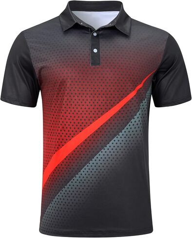 uideazone Mens Golf Shirt Dry Fit Athletic Polo Shirts Moisture Wicking Performance 3D Print Short Sleeve in Kuwait
