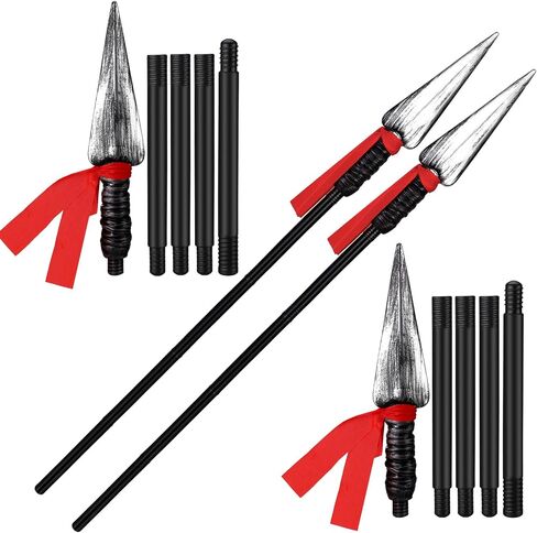 DoubleFill 2 Sets Easter Large Spartan Spear 60 Inch Native Warrior Plastic Spear Prop Roman Costume Spear Weapon Detachable Cosplay Accessory for Adults Kids in Saudi Arabia