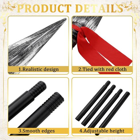 DoubleFill 2 Sets Easter Large Spartan Spear 60 Inch Native Warrior Plastic Spear Prop Roman Costume Spear Weapon Detachable Cosplay Accessory for Adults Kids in Saudi Arabia