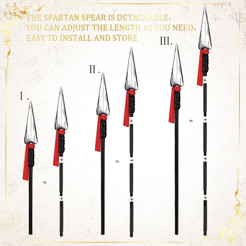 DoubleFill 2 Sets Easter Large Spartan Spear 60 Inch Native Warrior Plastic Spear Prop Roman Costume Spear Weapon Detachable Cosplay Accessory for Adults Kids in Saudi Arabia