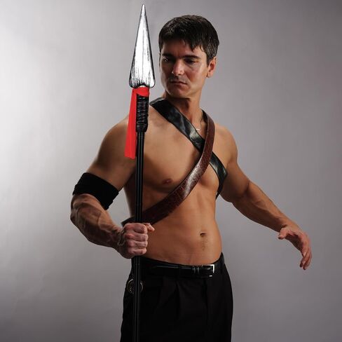 DoubleFill 2 Sets Easter Large Spartan Spear 60 Inch Native Warrior Plastic Spear Prop Roman Costume Spear Weapon Detachable Cosplay Accessory for Adults Kids in Saudi Arabia