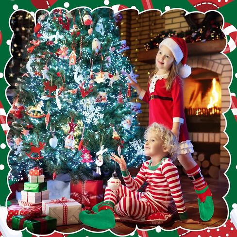 Kigeli 6 Pairs Christmas Elf Shoes for Kids Felt Elf Slippers Red and Green Clown Shoes with Bells Christmas Shoes Santa Elf Costume Shoes Elf Costume Accessories for Party Costume Supplies in Kuwait