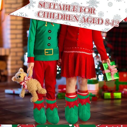 Kigeli 6 Pairs Christmas Elf Shoes for Kids Felt Elf Slippers Red and Green Clown Shoes with Bells Christmas Shoes Santa Elf Costume Shoes Elf Costume Accessories for Party Costume Supplies in Kuwait