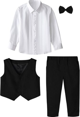 A&J DESIGN 4pcs Baby & Toddler Suit, 12 Months - 5T, Shirt & Pants & Vest & Bow Tie in Saudi Arabia