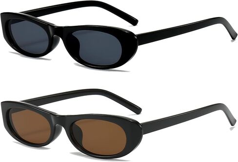 نظارات شمسية EYLRIM Trend Narrow Cat Eye للنساء نظارات شمسية بيضاوية صغيرة أنيقة بظلال سوداء in Kuwait