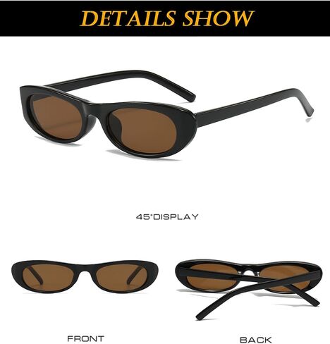 نظارات شمسية EYLRIM Trend Narrow Cat Eye للنساء نظارات شمسية بيضاوية صغيرة أنيقة بظلال سوداء in Kuwait
