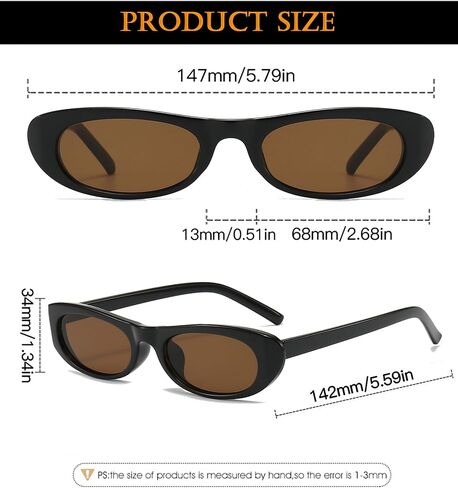 نظارات شمسية EYLRIM Trend Narrow Cat Eye للنساء نظارات شمسية بيضاوية صغيرة أنيقة بظلال سوداء in Kuwait