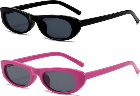 نظارات شمسية EYLRIM Trend Narrow Cat Eye للنساء نظارات شمسية بيضاوية صغيرة أنيقة بظلال سوداء in Kuwait