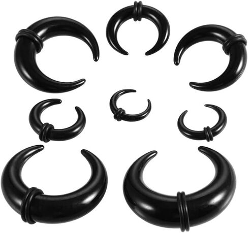8Pcs Horn Acrylic Ear Gauges Expander Set Piercing Jewelry Horseshoes Taper Set Pincher Septum Rings in Saudi Arabia