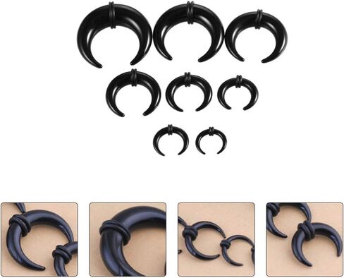 8Pcs Horn Acrylic Ear Gauges Expander Set Piercing Jewelry Horseshoes Taper Set Pincher Septum Rings in Saudi Arabia