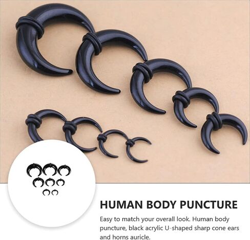 8Pcs Horn Acrylic Ear Gauges Expander Set Piercing Jewelry Horseshoes Taper Set Pincher Septum Rings in Saudi Arabia
