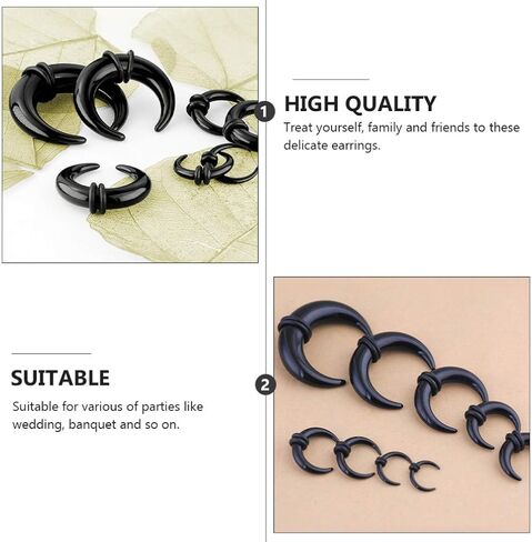 8Pcs Horn Acrylic Ear Gauges Expander Set Piercing Jewelry Horseshoes Taper Set Pincher Septum Rings in Saudi Arabia