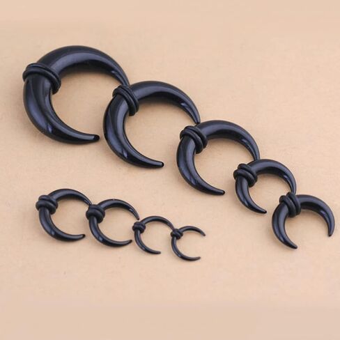8Pcs Horn Acrylic Ear Gauges Expander Set Piercing Jewelry Horseshoes Taper Set Pincher Septum Rings in Saudi Arabia