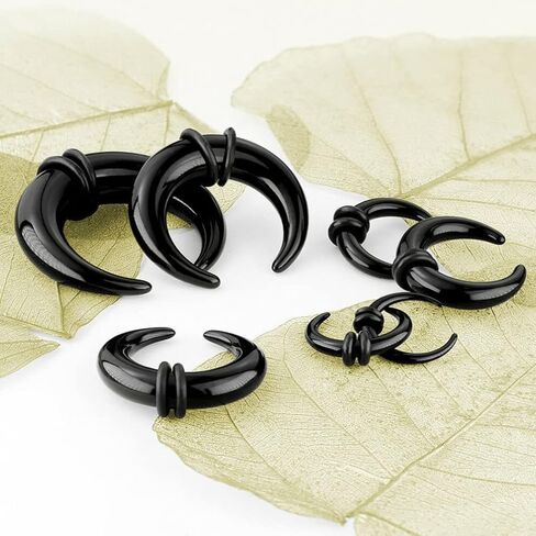 8Pcs Horn Acrylic Ear Gauges Expander Set Piercing Jewelry Horseshoes Taper Set Pincher Septum Rings in Saudi Arabia