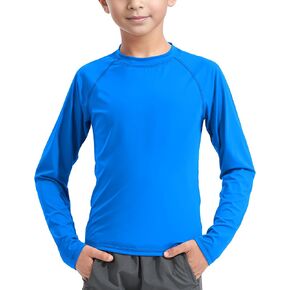JOCMIC قميص سباحة للأولاد من Rashguard بأكمام طويلة بعامل حماية من أشعة الشمس 50+ للحماية من الشمس سريع الجفاف قميص سباحة Rashguard للأطفال الشباب in Kuwait
