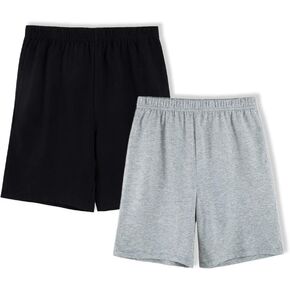 UNACOO Unisex Kids 2-Pack 100% Cotton Shorts for Boys and Girls (Age 3-12 Years)