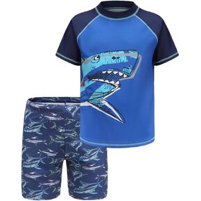 PUITEKLY Boys Rash Guard Set for Kids Swim Set Swimwear Sun Protection Swimsuit Short Sleeve Boy Swim Shirts Trunks in Saudi Arabia