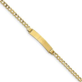 Sonia Jewels 10k Yellow Gold Curb Cuban Link ID Bracelet Engravable Identification Name Bar Tag - with Secure Lobster Lock Clasp 8" (Width = 5mm) in Saudi Arabia