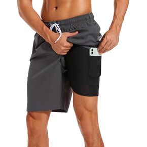 SILKWORLD Mens Swimming Shorts Quick Dry Beach Trunks Swimwear with Mesh Lining
