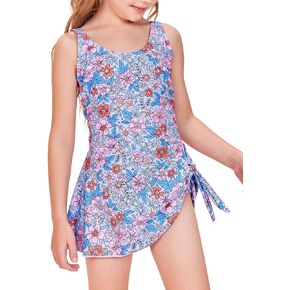 Girls Tankini Swimsuits Set Kids Two Piece Printed Swim Dress and Bikini Bottom 5-14 Years in Saudi Arabia