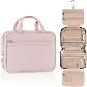 BAGSVIEWER Travel Toiletry Bag for Women, Water-Resistant Makeup Cosmetic Bag, Hanging Travel Organizer for Traveling Accessories, Shampoo, Toiletries, Small Pink in Saudi Arabia