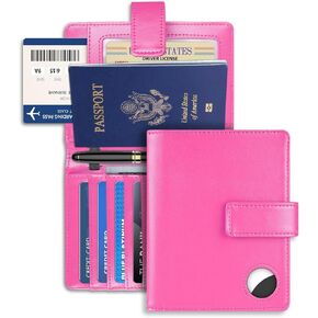 AirTag Passport Holder Wallet Cover Case for Women and Men,RFID Blocking,Passport Case with AirTag Holder,Travel Accessories (Black)