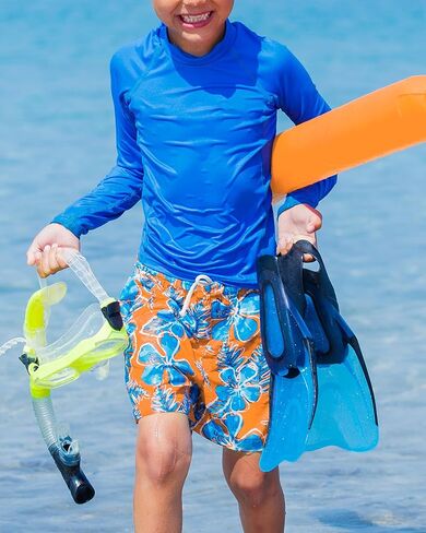 JOCMIC قميص سباحة للأولاد من Rashguard بأكمام طويلة بعامل حماية من أشعة الشمس 50+ للحماية من الشمس سريع الجفاف قميص سباحة Rashguard للأطفال الشباب in Kuwait