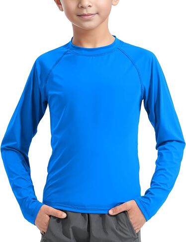 JOCMIC قميص سباحة للأولاد من Rashguard بأكمام طويلة بعامل حماية من أشعة الشمس 50+ للحماية من الشمس سريع الجفاف قميص سباحة Rashguard للأطفال الشباب in Kuwait