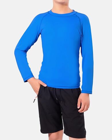 JOCMIC قميص سباحة للأولاد من Rashguard بأكمام طويلة بعامل حماية من أشعة الشمس 50+ للحماية من الشمس سريع الجفاف قميص سباحة Rashguard للأطفال الشباب in Kuwait