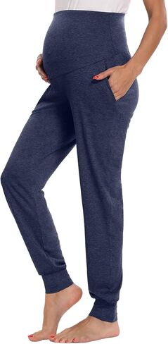 Narcissus Maternity Pants with Pockets/Stretchy Casual Workout Maternity Lounge Pants Pregnancy and Postpartum in Saudi Arabia