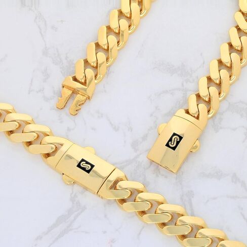 Nuragold 14k Yellow Gold 11mm Royal Monaco Miami Cuban Link Chain Necklace, Mens Jewelry Fancy Box Clasp 18" 20" 22" 24" 26" 28" 30" in Saudi Arabia