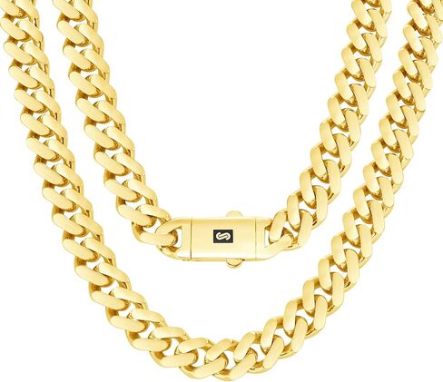Nuragold 14k Yellow Gold 11mm Royal Monaco Miami Cuban Link Chain Necklace, Mens Jewelry Fancy Box Clasp 18" 20" 22" 24" 26" 28" 30" in Saudi Arabia