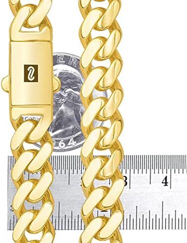 Nuragold 14k Yellow Gold 11mm Royal Monaco Miami Cuban Link Chain Necklace, Mens Jewelry Fancy Box Clasp 18" 20" 22" 24" 26" 28" 30" in Saudi Arabia