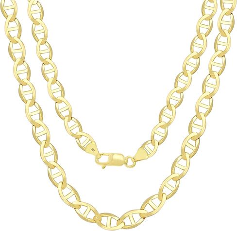 Nuragold 10k Yellow Gold Solid 6mm Anchor Mariner Link Chain Pendant Necklace, Mens Jewelry Lobster Clasp 18" 20" 22" 24" 26" 28" 30" in Saudi Arabia