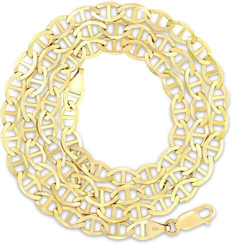 Nuragold 10k Yellow Gold Solid 6mm Anchor Mariner Link Chain Pendant Necklace, Mens Jewelry Lobster Clasp 18" 20" 22" 24" 26" 28" 30" in Saudi Arabia