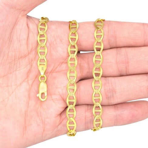 Nuragold 10k Yellow Gold Solid 6mm Anchor Mariner Link Chain Pendant Necklace, Mens Jewelry Lobster Clasp 18" 20" 22" 24" 26" 28" 30" in Saudi Arabia