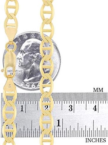 Nuragold 10k Yellow Gold Solid 6mm Anchor Mariner Link Chain Pendant Necklace, Mens Jewelry Lobster Clasp 18" 20" 22" 24" 26" 28" 30" in Saudi Arabia