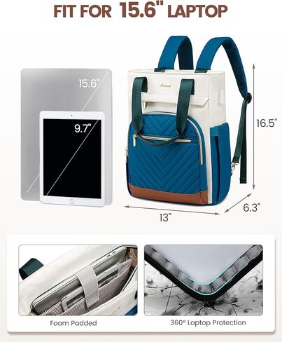 LOVEVOOK Laptop Backpack for Women, 15.6 Inch Work Laptop Bag Teacher Nurse Backpack, Wide Open Travel Backpack Purse Convertible Business Computer Tote Daypack with USB Port, Black in Saudi Arabia