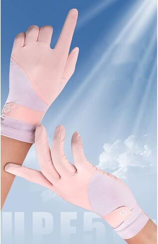 MoreChioce زوج واحد من القفازات النسائية الواقية من الشمس، قفازات حريرية ثلجية قصيرة للصيف تعمل باللمس، قفازات غير قابلة للانزلاق للحماية من الأشعة فوق البنفسجية، قفازات أصابع كاملة قابلة للتنفس للقيادة وركوب الخيل وصيد الأسماك in Kuwait