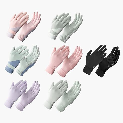 MoreChioce زوج واحد من القفازات النسائية الواقية من الشمس، قفازات حريرية ثلجية قصيرة للصيف تعمل باللمس، قفازات غير قابلة للانزلاق للحماية من الأشعة فوق البنفسجية، قفازات أصابع كاملة قابلة للتنفس للقيادة وركوب الخيل وصيد الأسماك in Kuwait