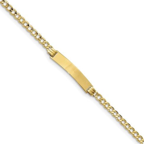 Sonia Jewels 10k Yellow Gold Curb Cuban Link ID Bracelet Engravable Identification Name Bar Tag - with Secure Lobster Lock Clasp 8" (Width = 5mm) in Saudi Arabia